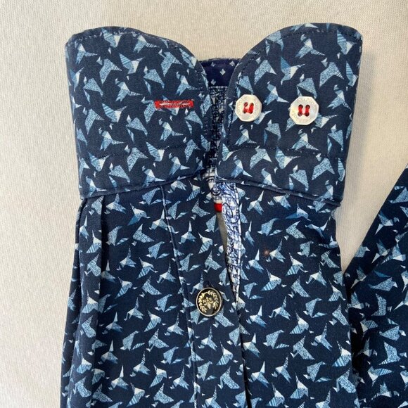 Au Noir Mens Patterned Long Sleeve Shirt Size 6/2XL Navy & Light Blue stretchy - Picture 7 of 14